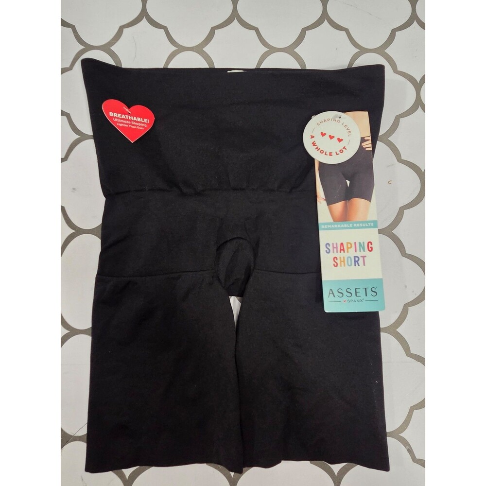 Spanx Assets Shaping Short Black Breathable Mid-Thigh M NWT